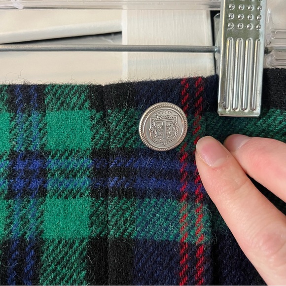 Talbots Festive Plaid Green, Red, and Blue Faux Wrap Skirt Size 16 Petite - Picture 4 of 10